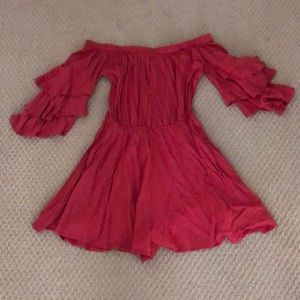 Red Off the Shoulder Romper
